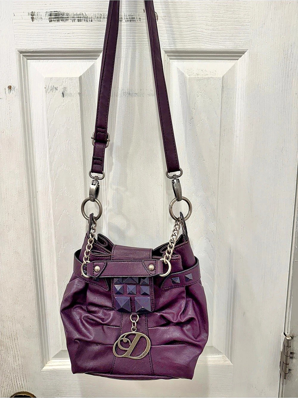 House of Dereon Studded Shoulder Bag in Purple